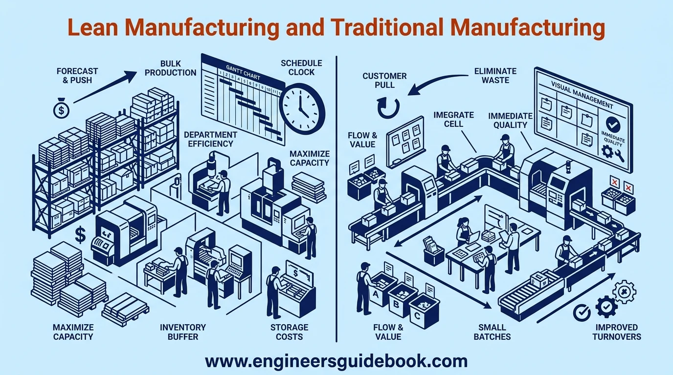 1. Lean manufacturing and traditional manufacturing
