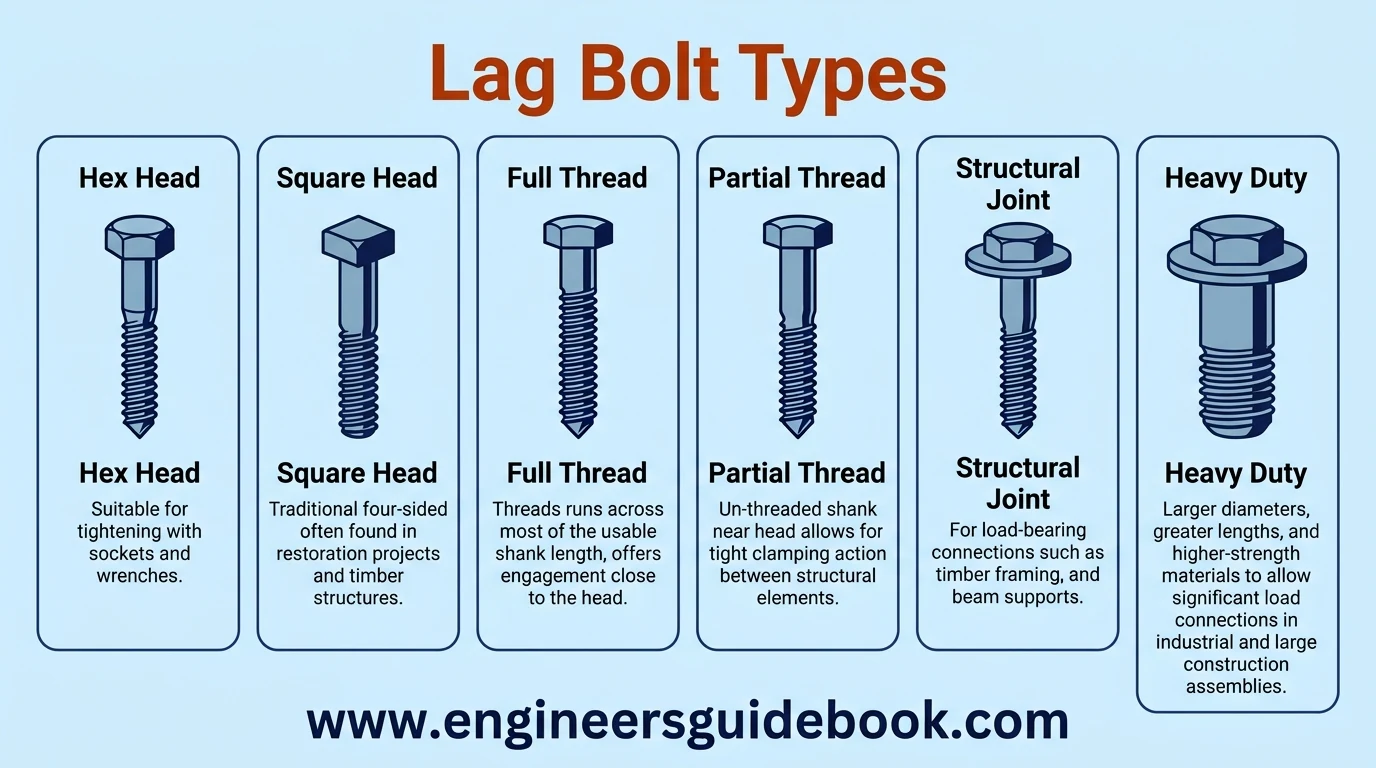 Lag bolt: uses, sizes, and installation guide 2 3. Lag bolt types