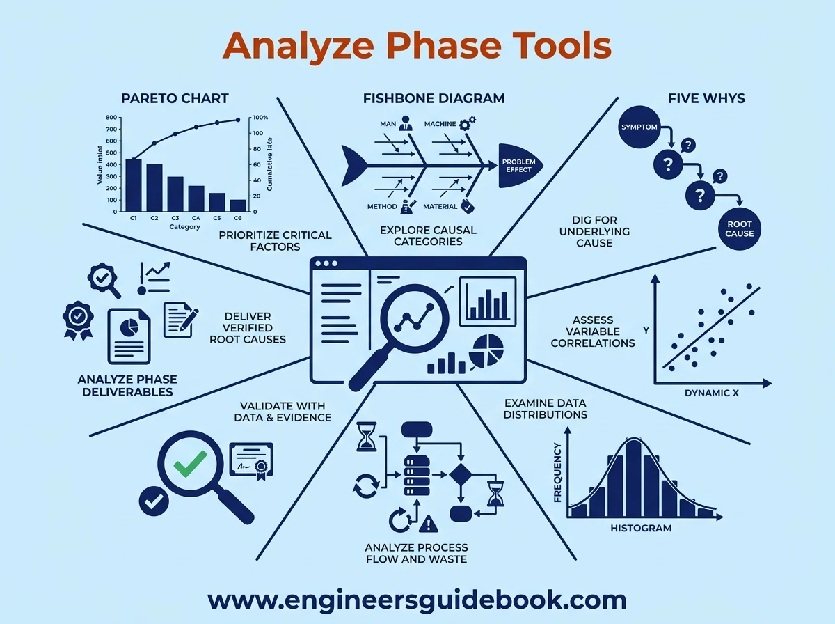 Six sigma tools: 25 tools used in dmaic projects 4 4. Analyze phase tools
