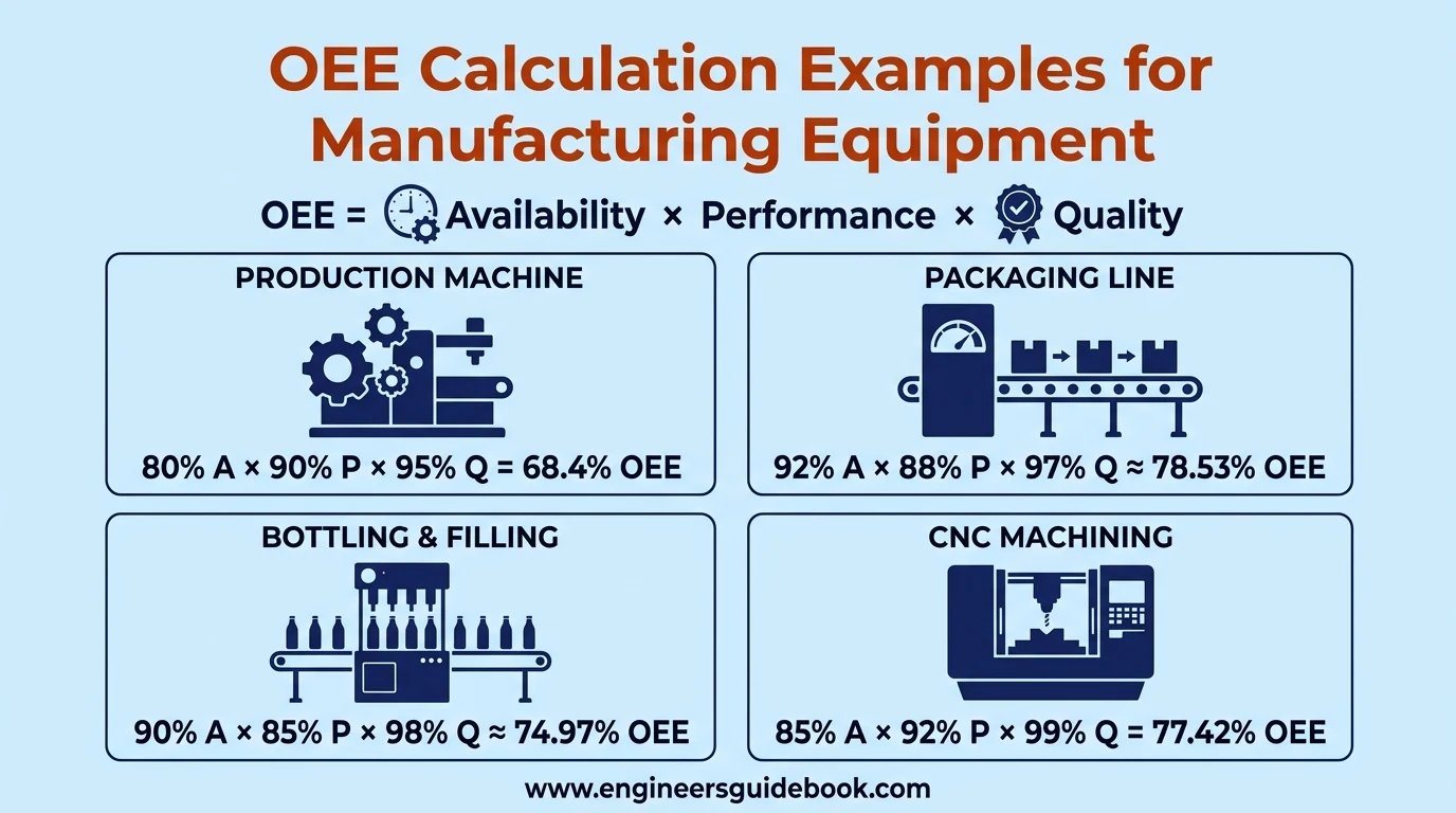 Oee: overall equipment effectiveness formula, calculation, and examples 11 5. Oee calculation examples for manufacturing equipment