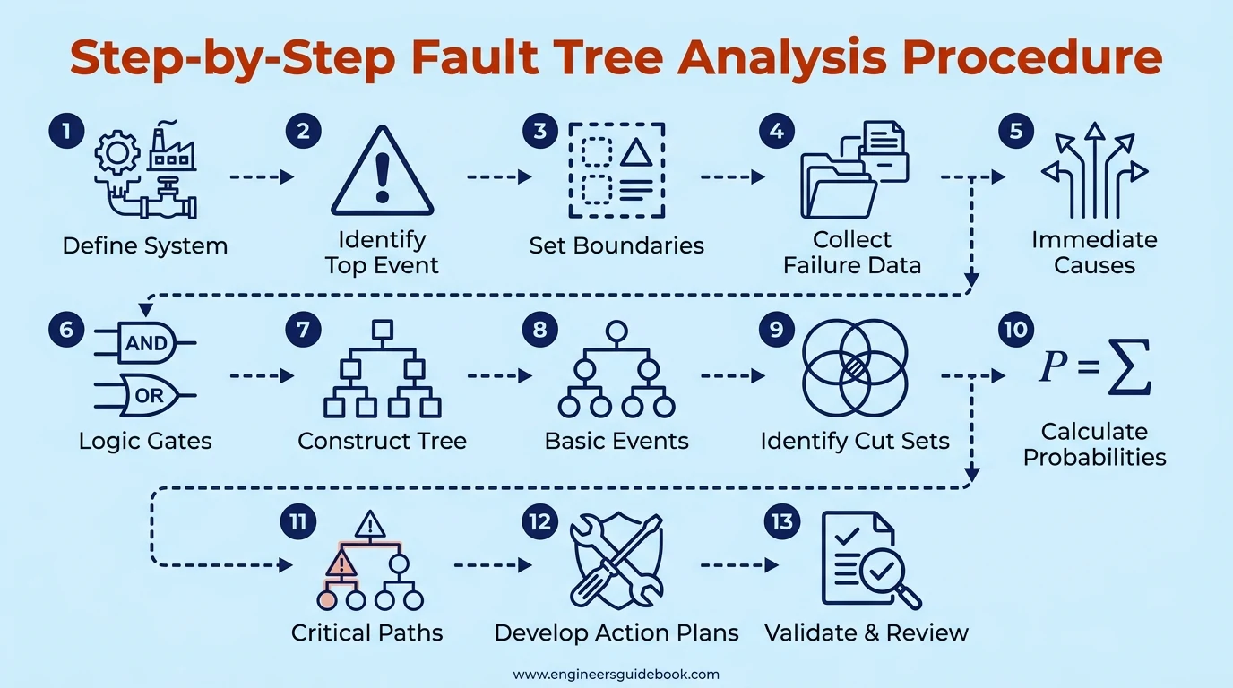 Fault tree analysis: symbols, steps, and example 5 5. Step-by-step fault tree analysis procedure