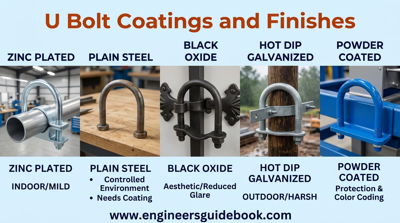 6. U bolt coatings and finishes