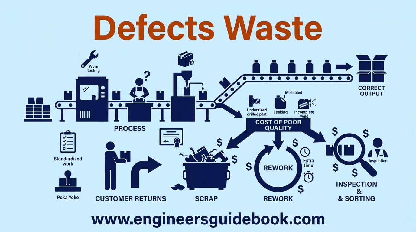 8 wastes of lean manufacturing with practical examples 7 8. Defects waste