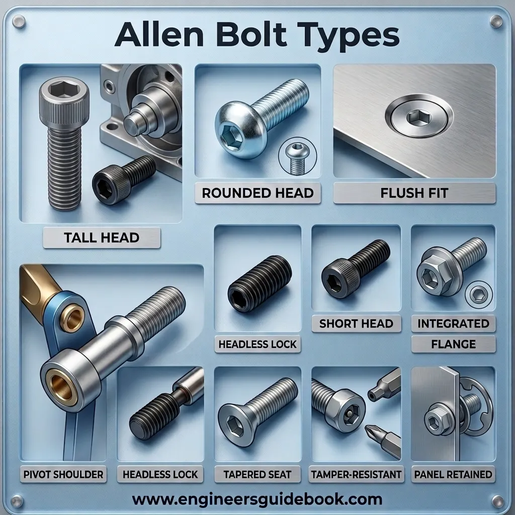 Allen bolt types, sizes, and uses