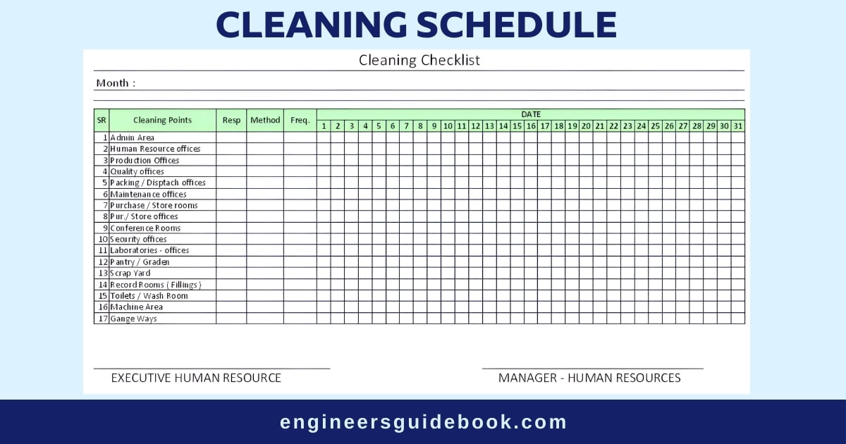 How to implement 5s | a step-by-step guide | 6 Cleaning schedule