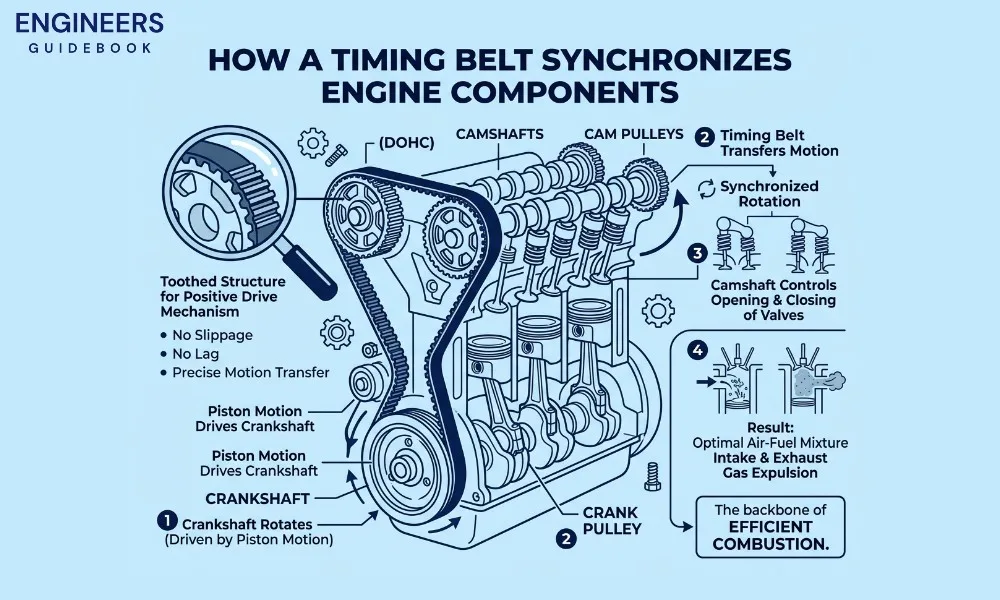How a timing belt synchronizes engine components