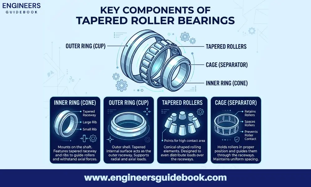 Tapered roller bearings | types and applications | 2 Key components of tapered roller bearing