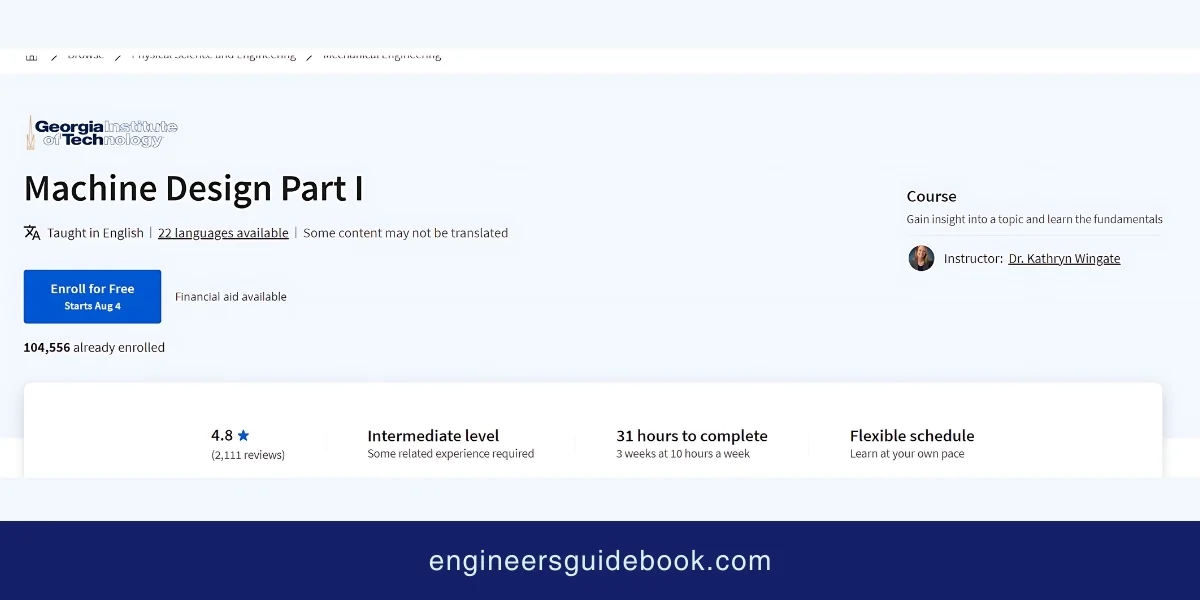Top 10 coursera courses for mechanical engineers 4 Machine design part i