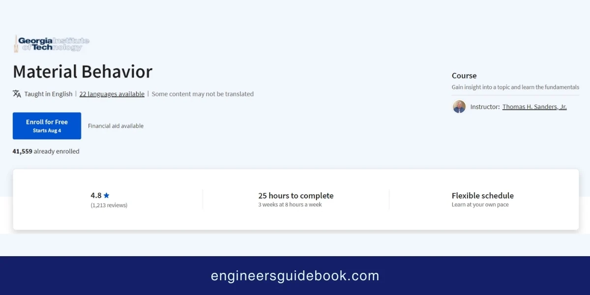 Top 10 coursera courses for mechanical engineers 7 Material behavior