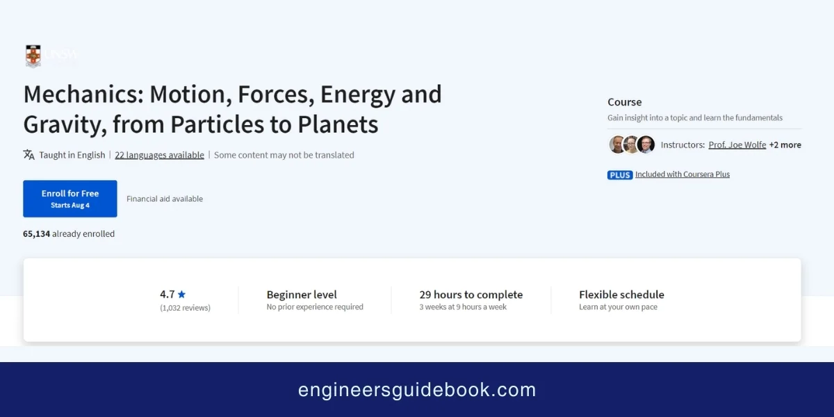 Top 10 coursera courses for mechanical engineers 6 Mechanics motion, forces, energy