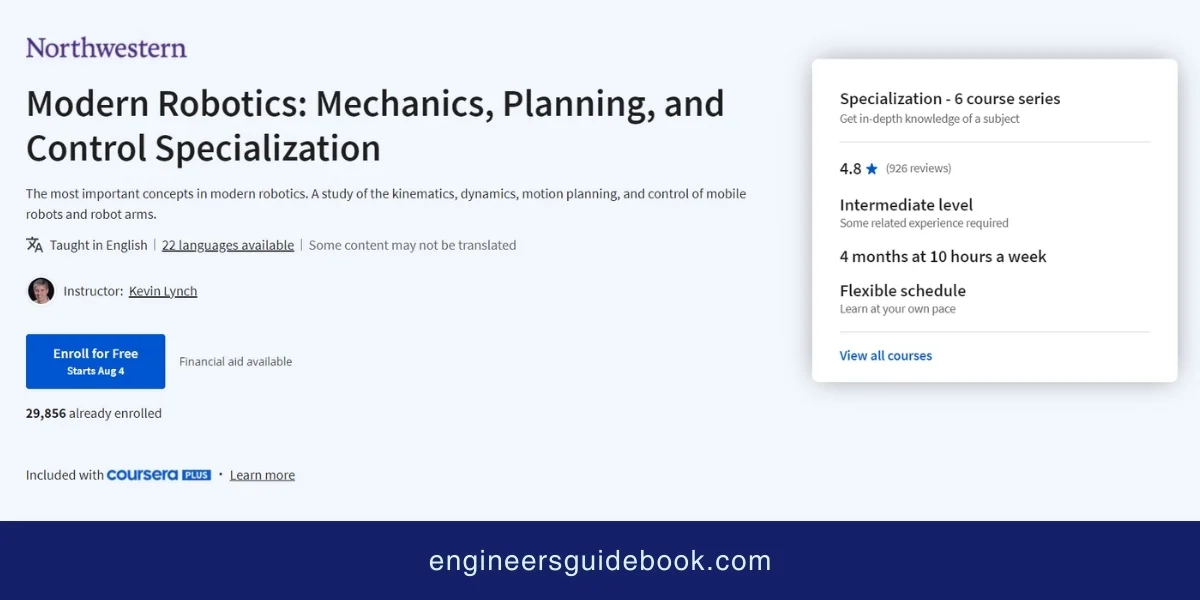 Top 10 coursera courses for mechanical engineers 9 _modern robotics mechanics, planning, and control