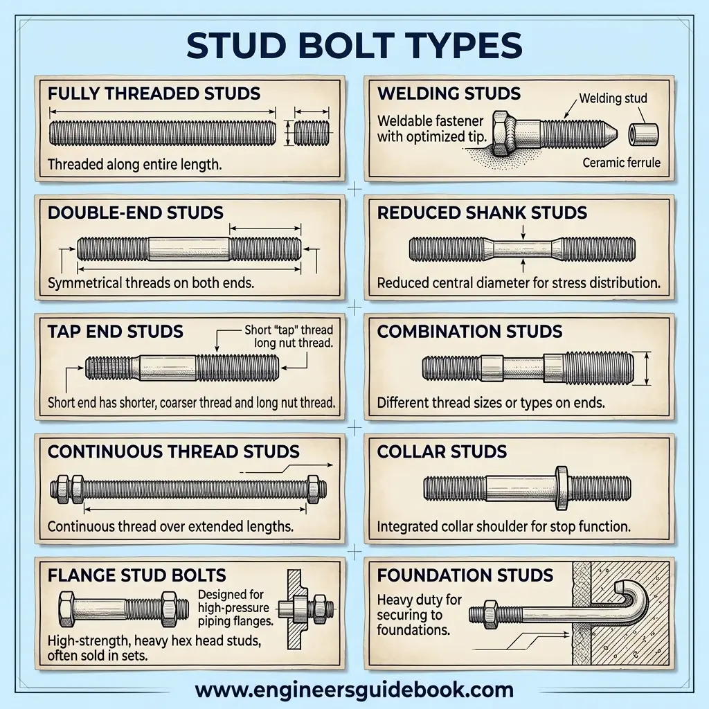Stud Bolt Types, Standards, and Applications