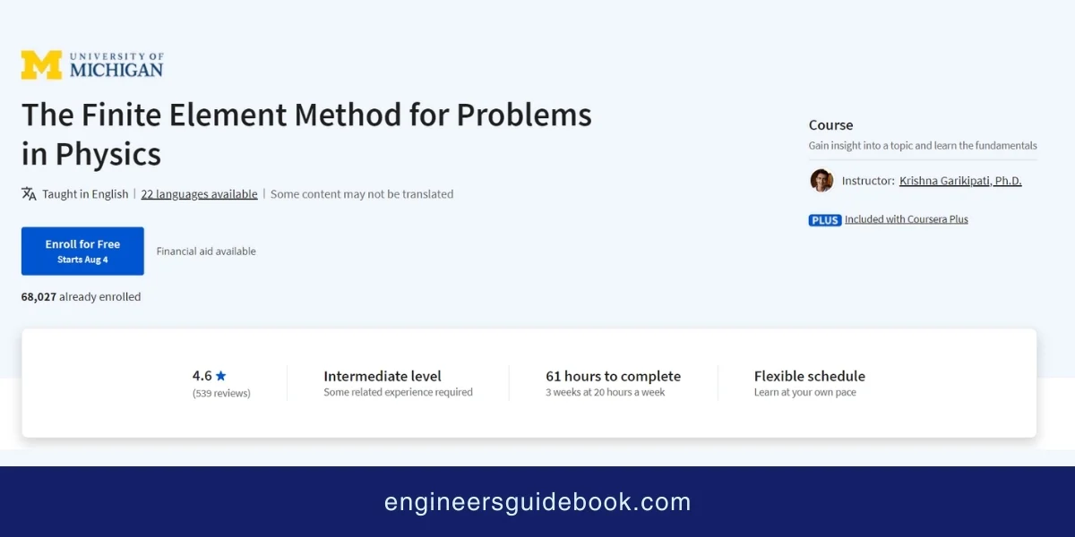 Top 10 coursera courses for mechanical engineers 8 The finite element method for problems in physics