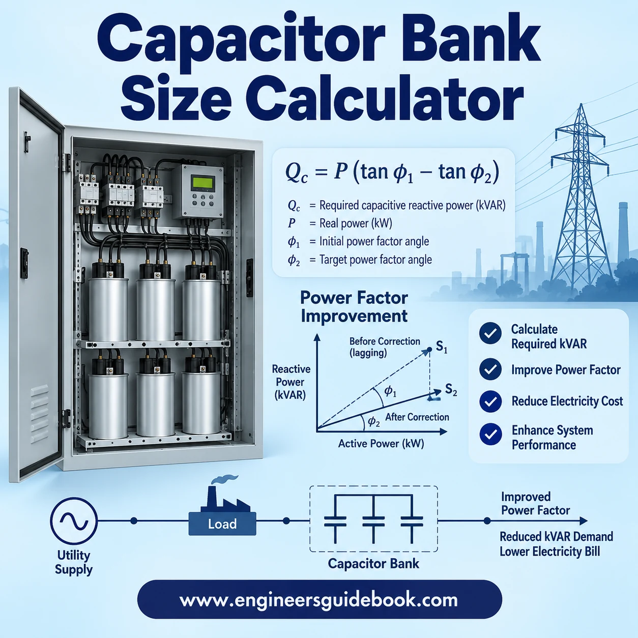 Capacitor Bank Size Calculator