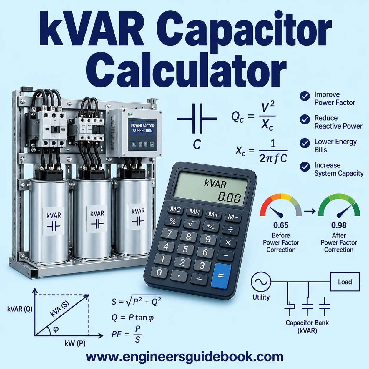 KVAR Capacitor Calculator